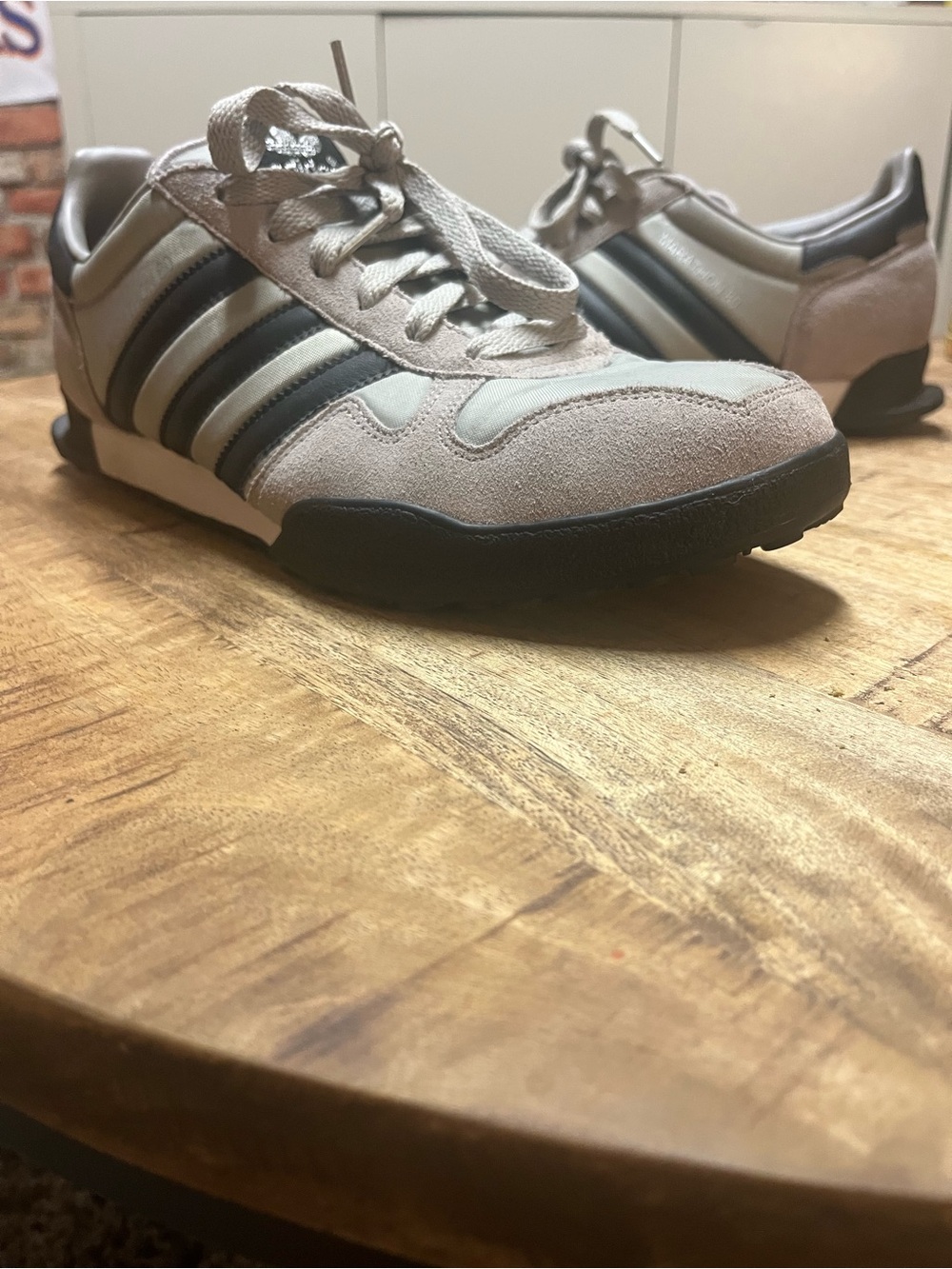 adidas Beige and Black Low-Profile Men's Sneakers